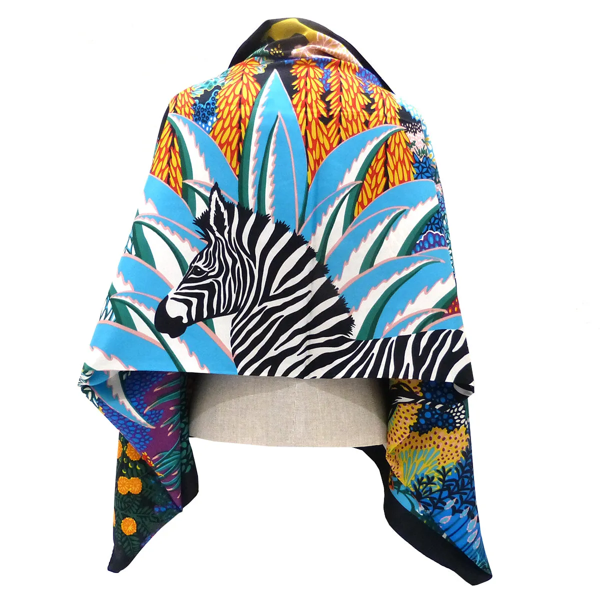 Twill Silk Scarf Women LARGE Zebra Shawls Square Bandana Kerchief Foulards 51" Luxury Brand Look