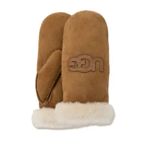 UGG Heritage Logo Mittens in Chestnut