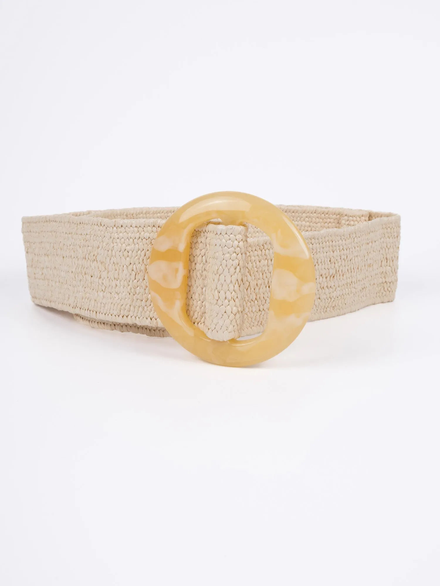 Vegan Woven Waist Belt - Rouen - Round Buckle - Natural - 90cm