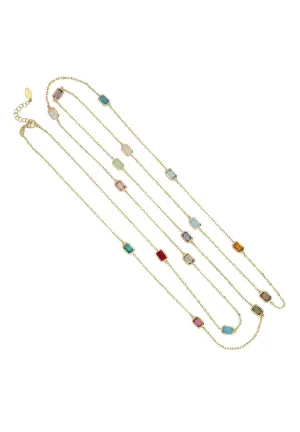 Venice Rainbow Gemstone Necklace Dipped in Gold