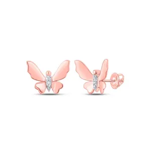 Whimsical Rose Gold Diamond Butterfly Earrings